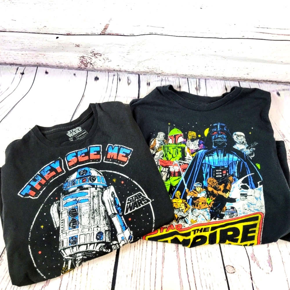 Pair Star Wars Tshirts R2D2 & Empire Strikes Back